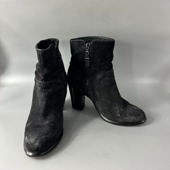 Rag & Bone Grayson Asphalt Black Suede Ankle Boots, Size 38 - Picture 1 of 12